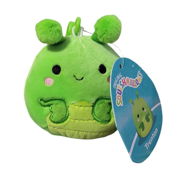 Squishmallows Trenton Mantis Plush Clip-On 3.5in Backpack Keychain Green Bug Toy - Picture 2 of 5